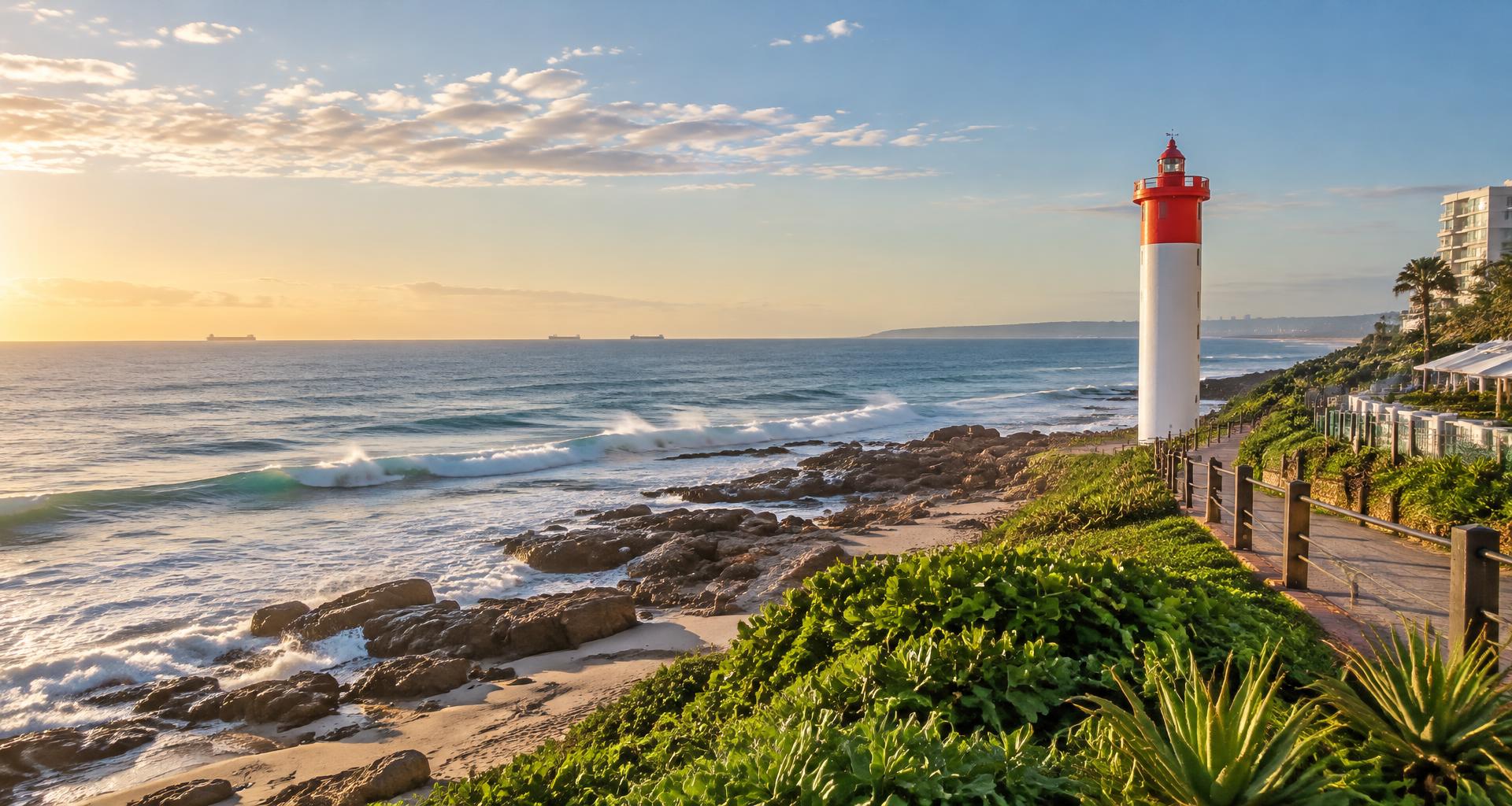An illustrative view of the Umhlanga coastline and lighthouse
